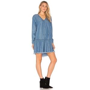 Rails | Mel Split Neck Long Sleeve Chambray Shift Dress Medium Vintage Wash S